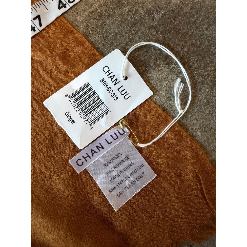 CHAN LUU Ginger Orange Modal Cashmere Scarf Frayed Wrap BRH-SC-313 NEW - Picture 4 of 5